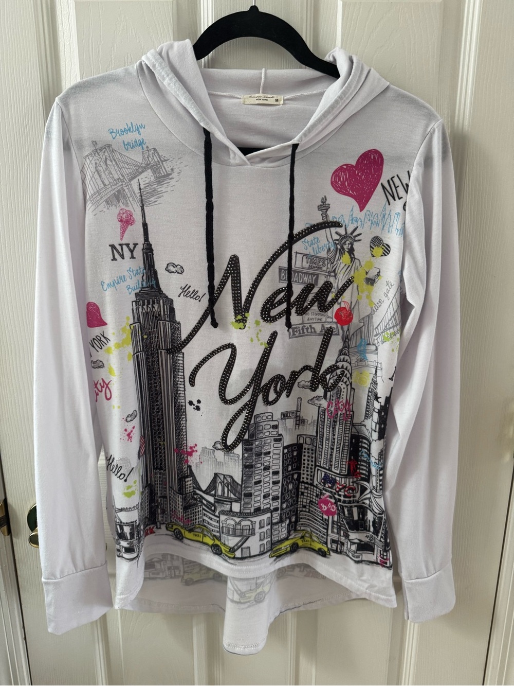 White New York Graphic Hoodie Sweatshirt